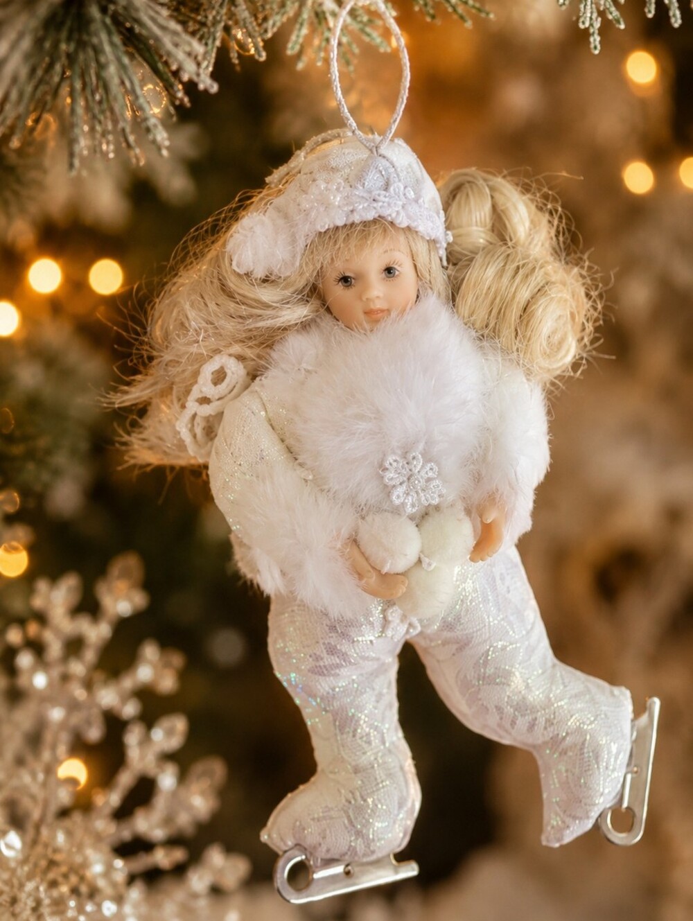 Vintage Ice Skater Girl Ornament Victorian Winter Wonderland Christmas Decor